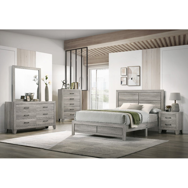 Cadre de grand lit - 1 boîte de livraison, aucun sommier nécessaire, gris