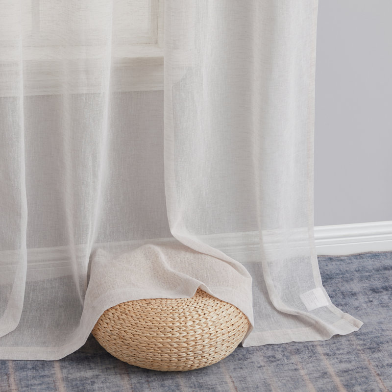 Hailey Faux Linen Sheer Curtain Panels, 54" W x 72" L, Cream