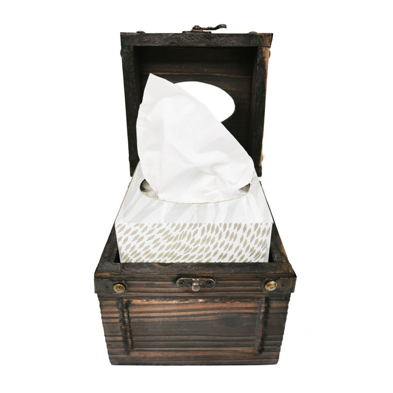 Boîte à mouchoirs carrée en bois massif