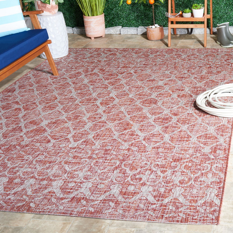 Tapis d'intérieur / extérieur à motif géométrique Courtyard Performance, Rectangle 6 pi 7 po x 9 pi 6 po