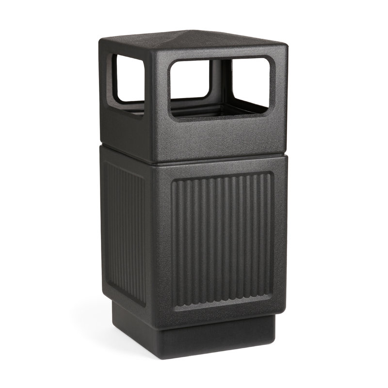 Canmeleon Plastic 38 Gallon Open Trash Can, Black