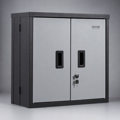 Armoire murale pliable en métal avec tablette réglable, capacité de 240 lb, portes magnétiques pour le garage et le rangement à la maison