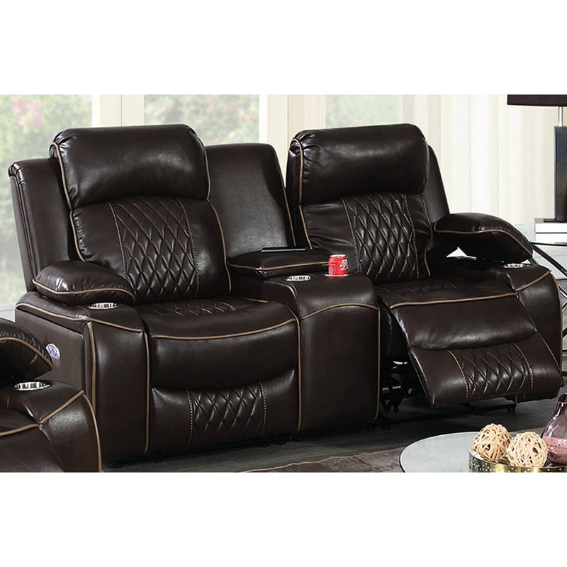 Fauteuil inclinable contemporain en gel avec chargement sans fil et porte-gobelet 2 bras de rangement modernes de couleur brune