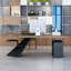 78.74" Wood colour+Black Rectangular Solid Wood+Iron desks-108206110