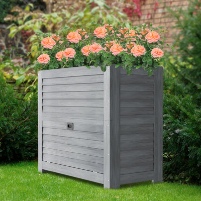 Raised Bed Garden Cabinet With Extra Storage Compartments, Wooden Planter Box, Large Planter Stand Box