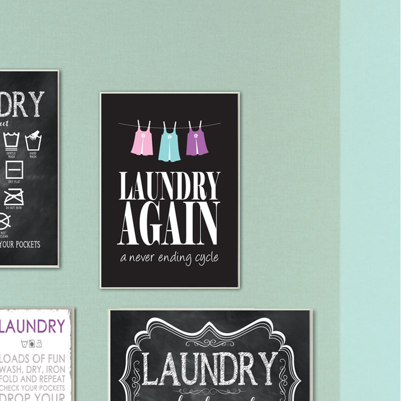 Laundry Laundry with Line - reproduction d'art textuel sur toile, Plaque murale, H 15 po x l 10 po x P 0,5 po