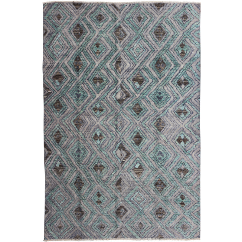 Geometric Hand Knotted 202cm X 297cm Area Rug