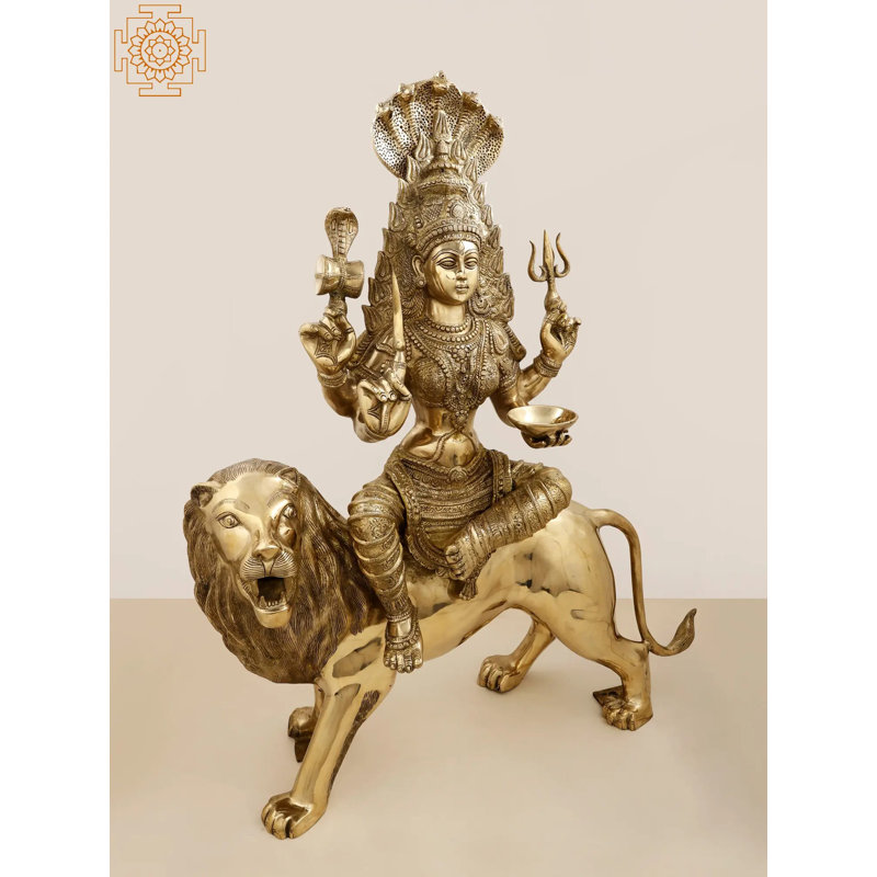 38 po déesse laiton Mariamman South Indian Durga Statue