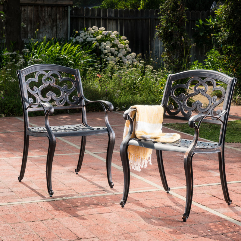 Chaises de patio en aluminium coulé 2 pièces 2 pièces - Structure stable avec 2 sièges à circulation d'air