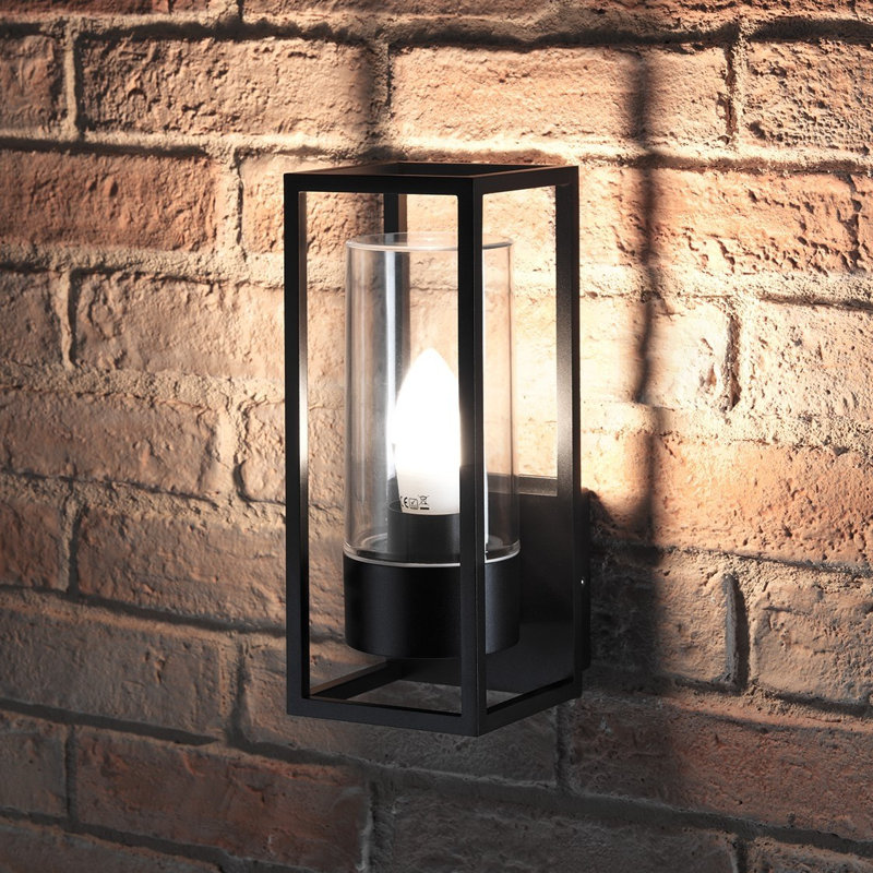 Revel Anthracite Grey 29cm H Outdoor Wall Lantern, 6000K, Cool White, 5W Candle