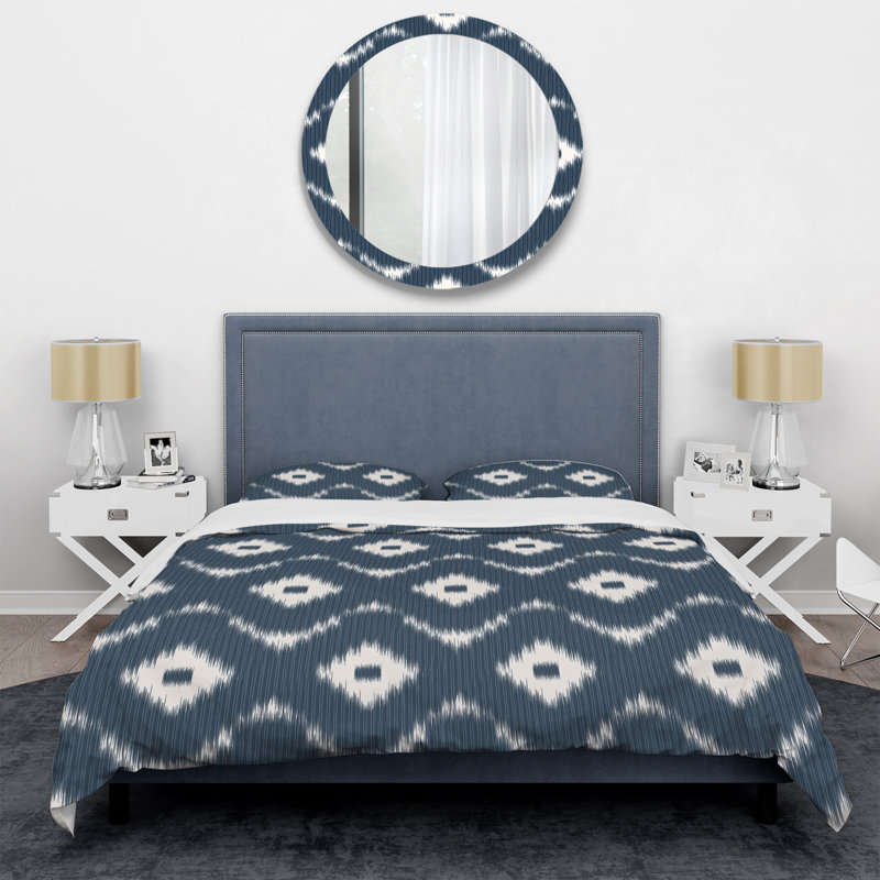 Ensemble de housse de couette à motif bleu et blanc, Housse de couette pour très grand lit et 2 très