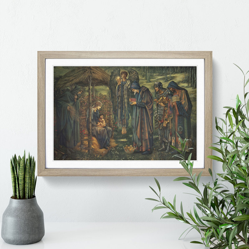 The Star of Bethlehem by Edward Burne-Jones - Picture Frame Painting on MDF, 48cm H x 65cm W x 2cm D, Oak Framed