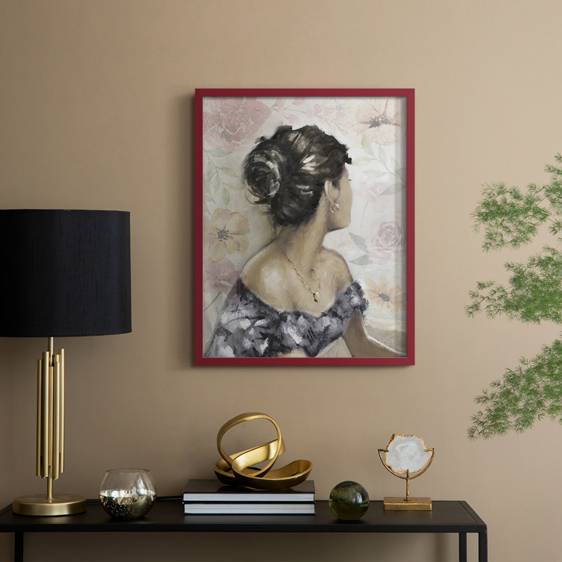 «Romantic Gaze», reproduction encadrée - bois massif, H 15 po x l 12 po, Rouge