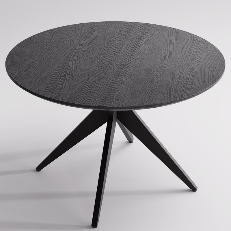 45.2" Round Pedestal Dining Table With Metal Base, Black