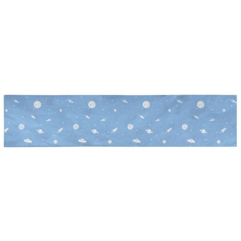 Chemin de table géométrique avicia, 90 po x 16 po, Polyester, Bleu sarcelle
