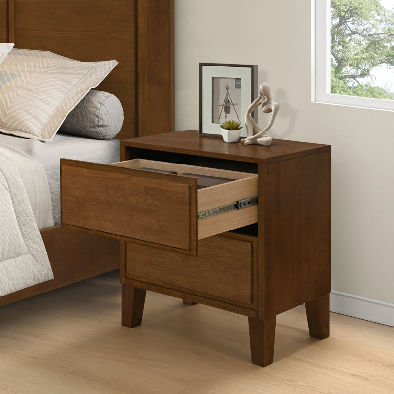 Ariana 24" W Solid Wood Nightstand, Dark Walnut