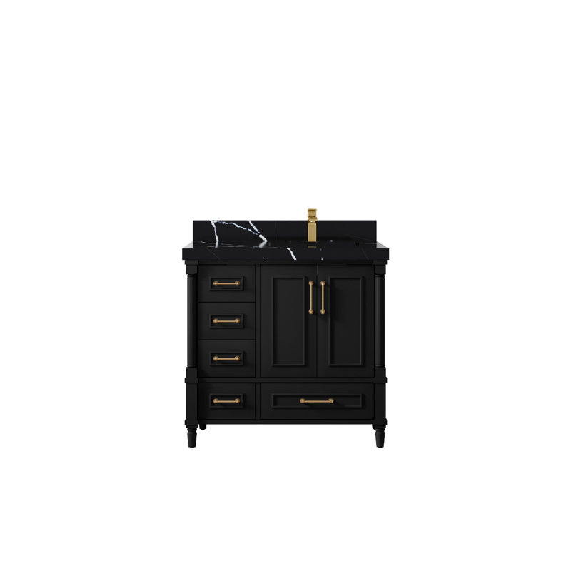 Ensemble de meuble-lavabo simple 36 po Aberdeen, Noir Calacatta