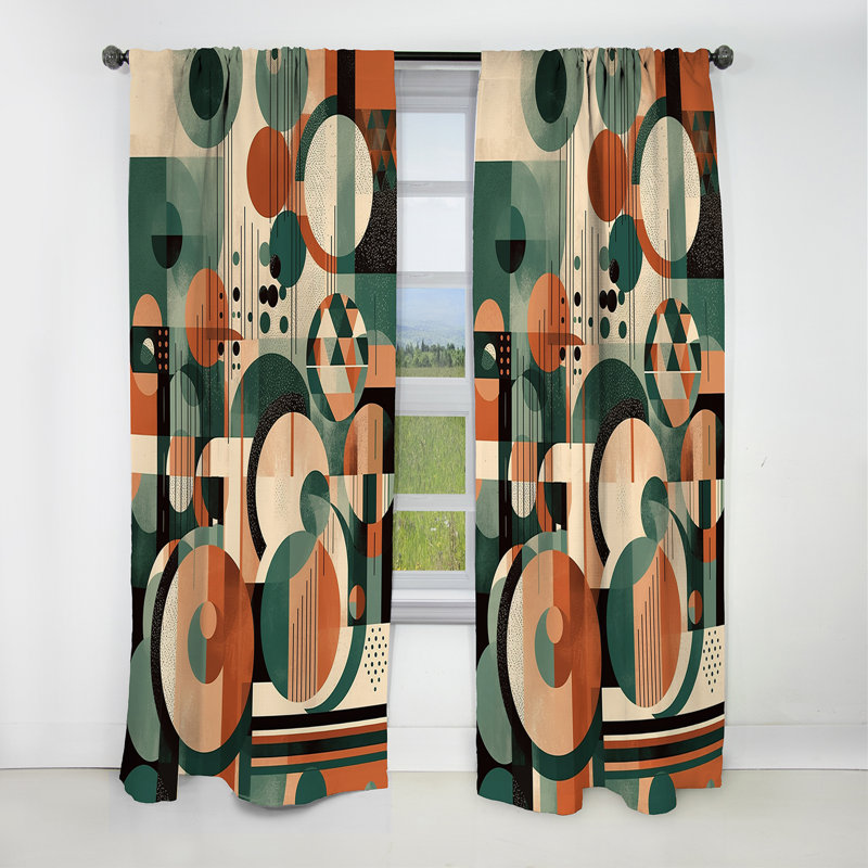 Mid-Century Artistic Transformations III - Rideau occultant abstrait Mid-Century - 1 panneau, L 52 po x L 95 po
