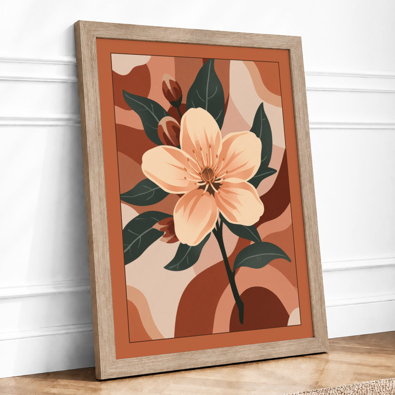 Peachy Bloom Botanical - Framed Print, A1 - 84.1 x 59.4 cm, Oak