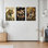 Ensemble de 3 tableaux sur toile tendue représentant un léopard et une femme élégante. Style luxueux et exclusif, idéal pour la décoration du salon, de la chambre ou du bureau.