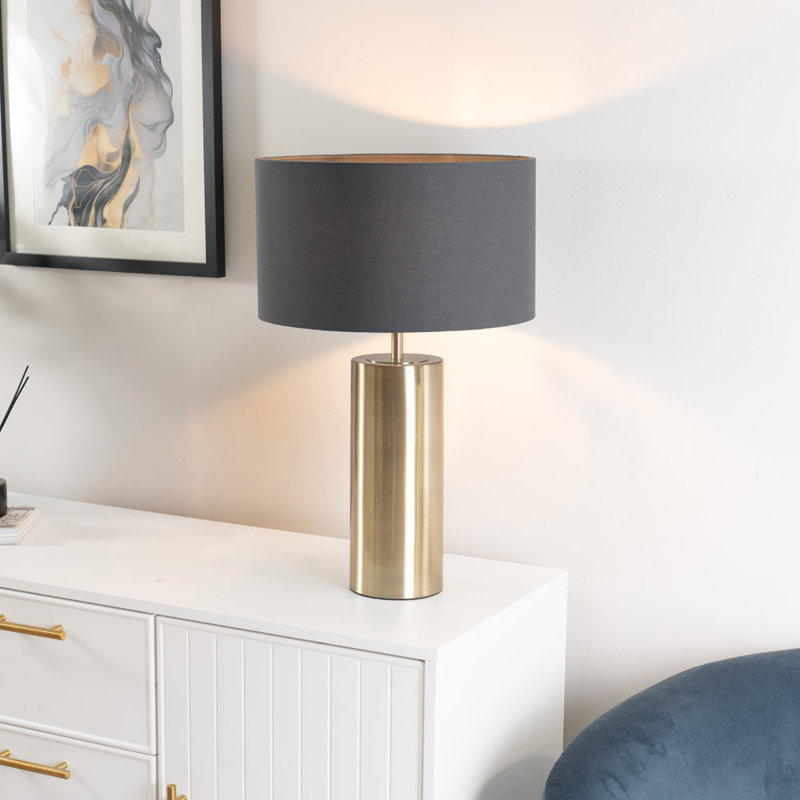 Metal Table Lamp, Gold, Charcoal Grey