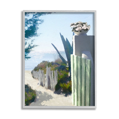 Beach Shore Boardwalk Summer Ocean Sandy Breeze by Noah Bay - Floater Frame Painting on Canvas