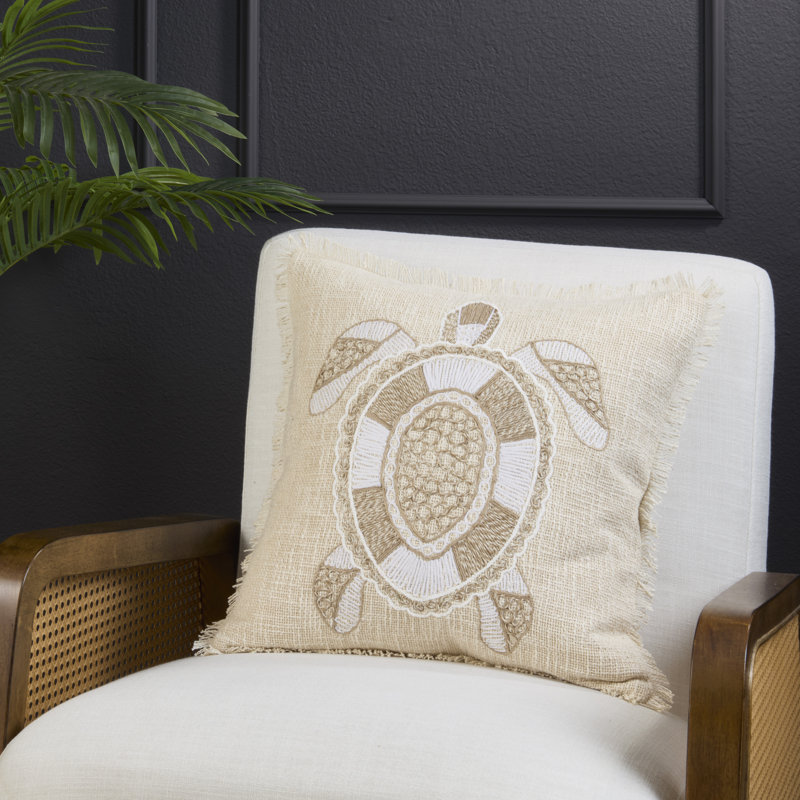 Housse de coussin brodée brodée Sea Turtle, Ne s’applique pas
