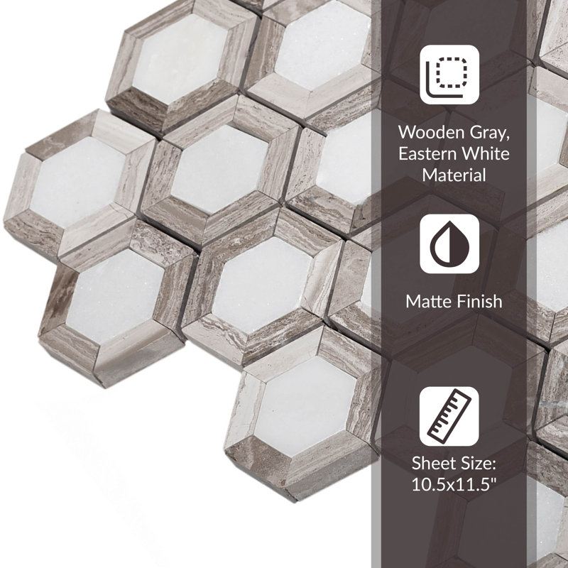 Heritage 2 in. x 2 in. Honeycomb Polished Marble Tile