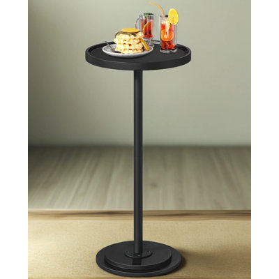 Round Side Table With Thickened Base, Small Pedestal Drink Table For Living Room, Bedroom, And Office, Features Rounded Edges And Stable Metal-Reinforced Design