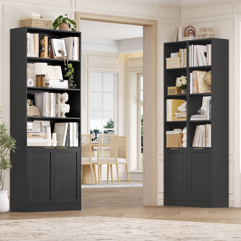 Bibliothèque de rangement H 79,9 "avec tiroir, Gris