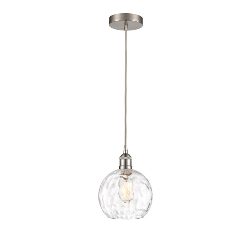 Luminaire suspendu simple à 1 lumière Ralph, H 10,75 po x l 8 po x P 8 po, Nickel satiné brossé