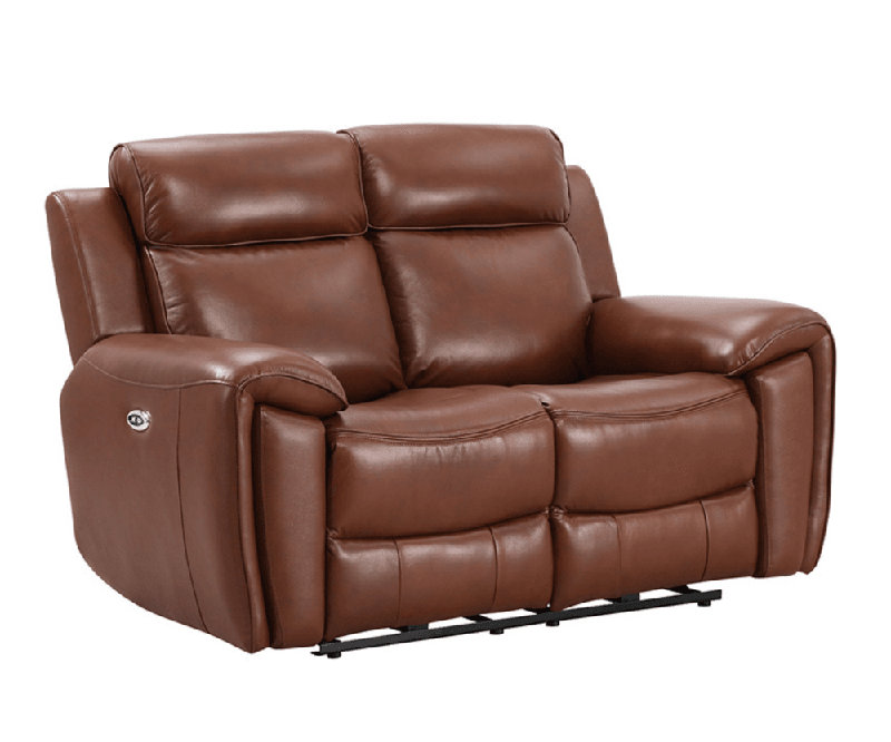 Cejas Genuine Leather Electric Power Recliner 2 Seater Sofa, Tan