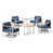 Coussin bleu / cadre blanc