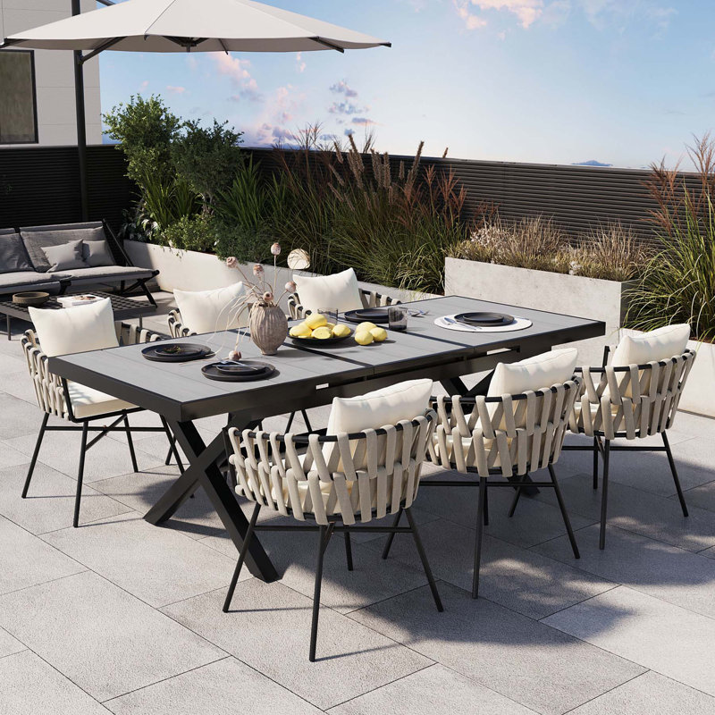 Versatile Alfresco Dining Set with Expandable Table and Comfortable Chairs