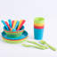 48-Piece Kids Plastic Dinnerware Set, Pack of 2, Service for 8, Colourful Reusable Plates, Bowls, Cups, Forks, Knives and Spoons