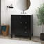Meuble-lavabo noir avec lavabo supérieur, meuble-lavabo moderne avec 2 tiroirs et un tiroir basculant, meuble-lavabo simple