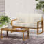 Table basse d'extérieur en bois avec coussins d'eau, panneaux à lattes, design traîneau, couleur principale pour l'ambiance, largeur de l'emballage : 33 po, rangement