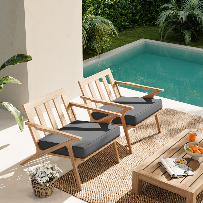 Outdoor 3'' Replacement Cushion Set Cushion With Retaining Clip, Gray, 22" W x 22" D