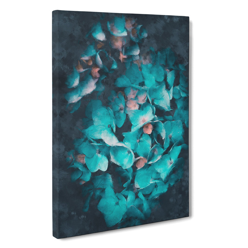 Teal Blue Hydrangeas - Wrapped Canvas, 50cm H x 35cm W x 3cm D