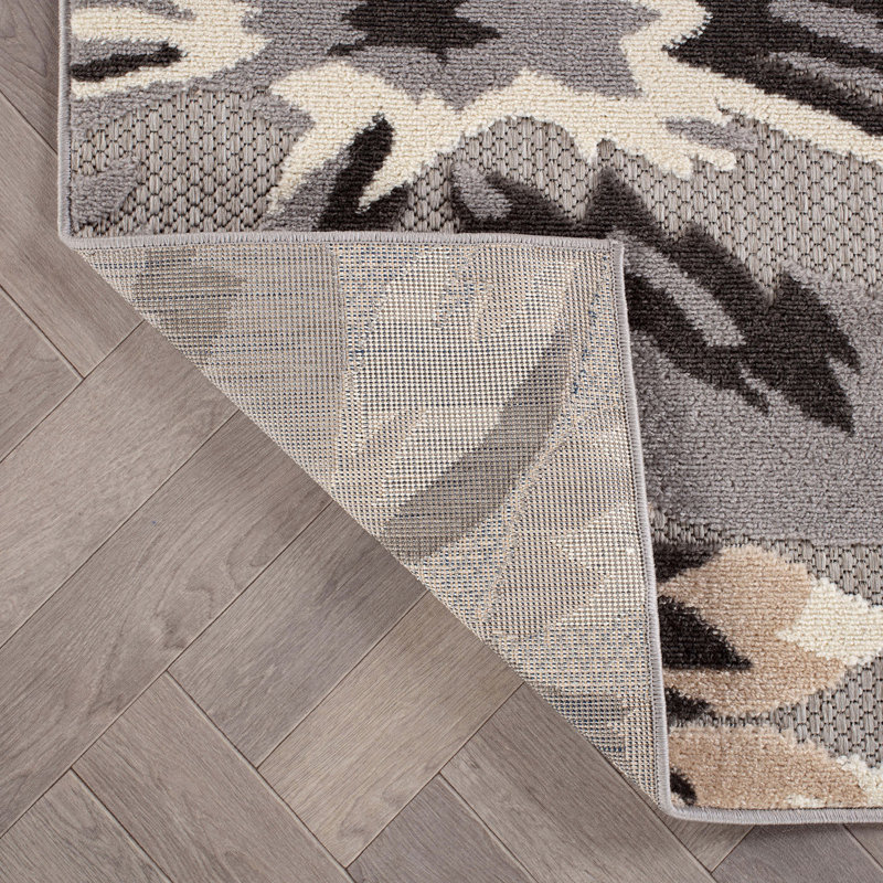 Floral Beige/Gray/Ivory Indoor & Outdoor Area Rug Gray, Rectangle 10' x 14'