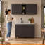Ensemble de meubles utilitaires Haven 39,3 po (100 cm) de largeur, en bois fabriqué, comprenant un meuble haut et un meuble bas avec rangement – ​​Wengé-135746049
