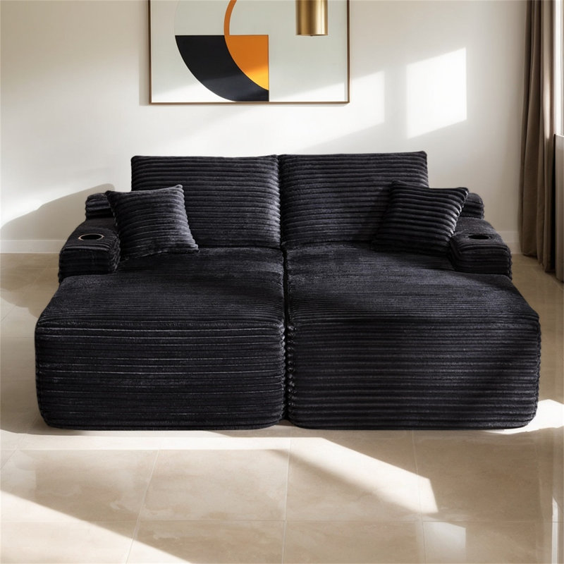 Canapé 69 po Cloud, Tissu noir