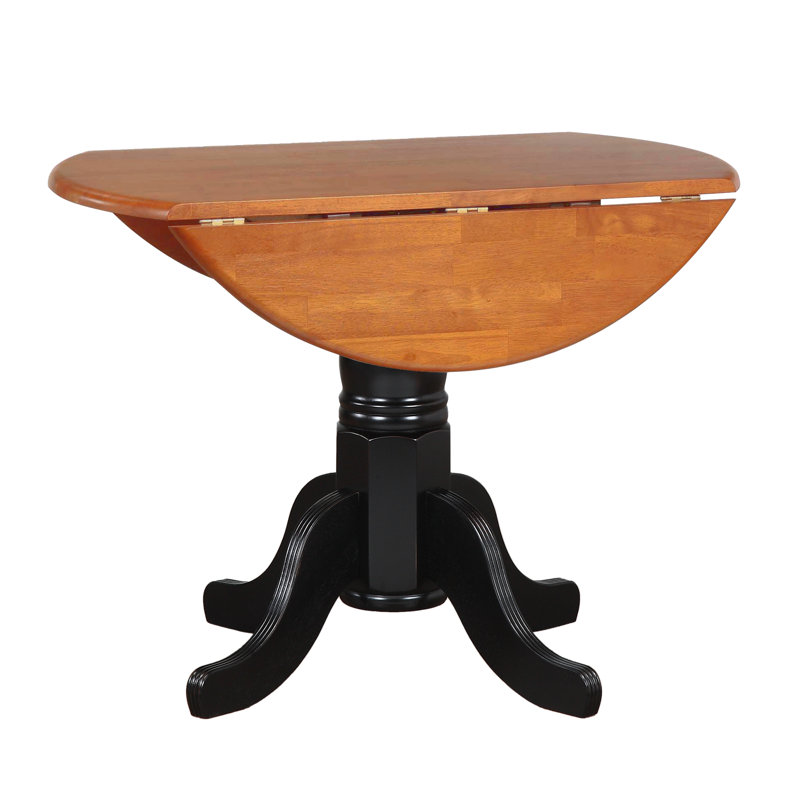 Ashelman Extendable Oak Oval Solid Wood Dining Table, Antique Black with Cherry