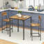 Ensemble de table de bar et de chaises à hauteur de comptoir 3 pièces, petite table de salle à manger industrielle pour 2 personnes, table de cuisine carrée avec structure en acier, brun rustique et noir | Idée de cadeau
