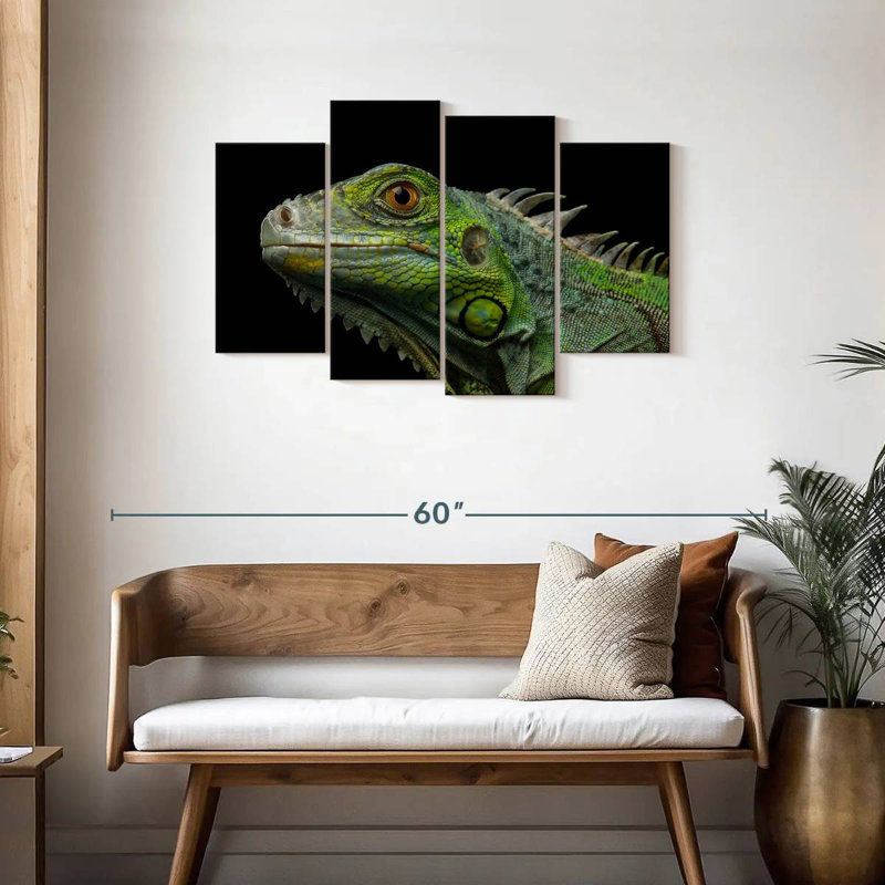 Tête d'iguane verte, H 27 po x l 43 po