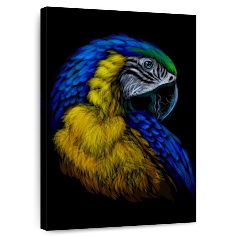 Ara à plumes jaunes et bleues Brampt, H 39 po x l 26 po