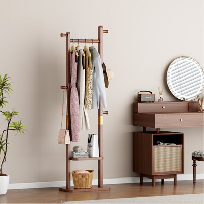 Porte-manteaux et crochets peu encombrants, rangement moderne en bois d'hévéa pour la maison