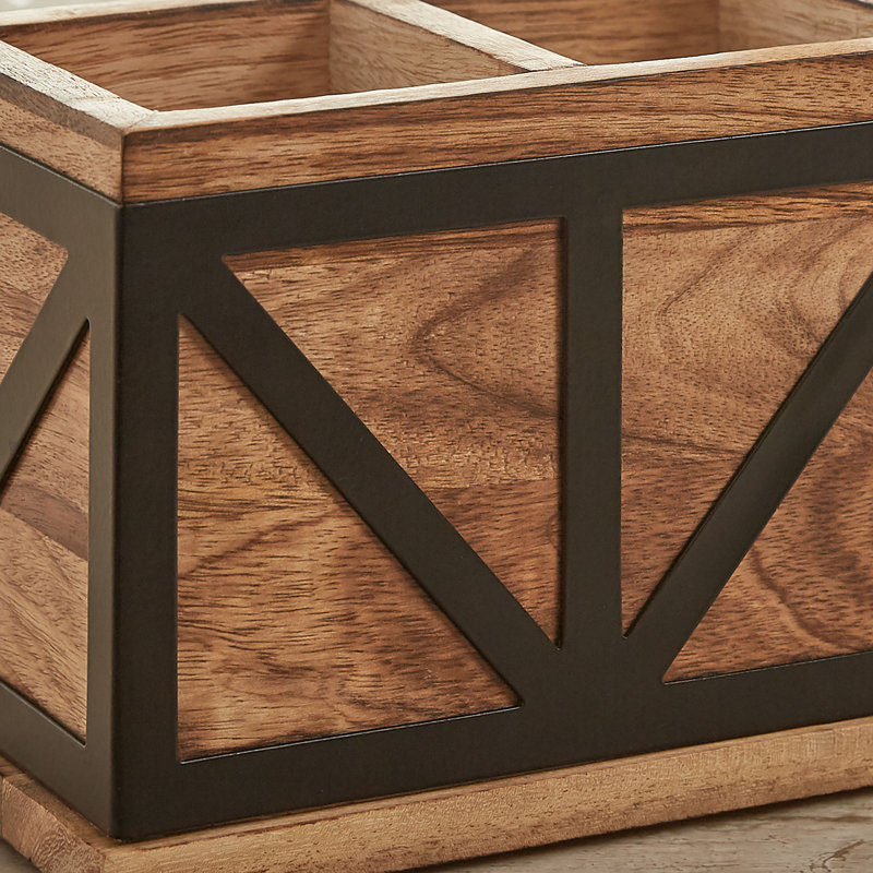 Wood Rectangle Utensil Crock