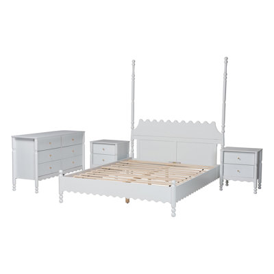 Ensemble de chambre à coucher festonnée 4 pièces Baxton Studio Hoffman