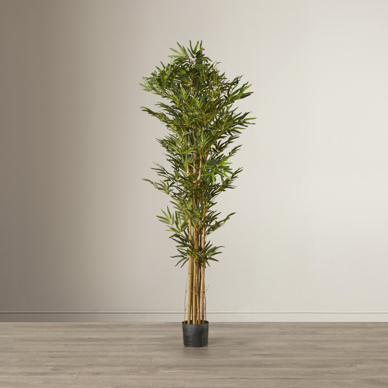 Arbre de bambou artificiel en pot, H 72 po x l 35 po x P 35 po